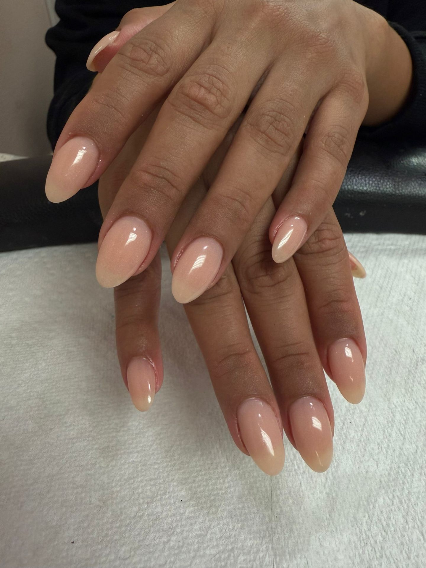 Soft natural nude almond manicure
