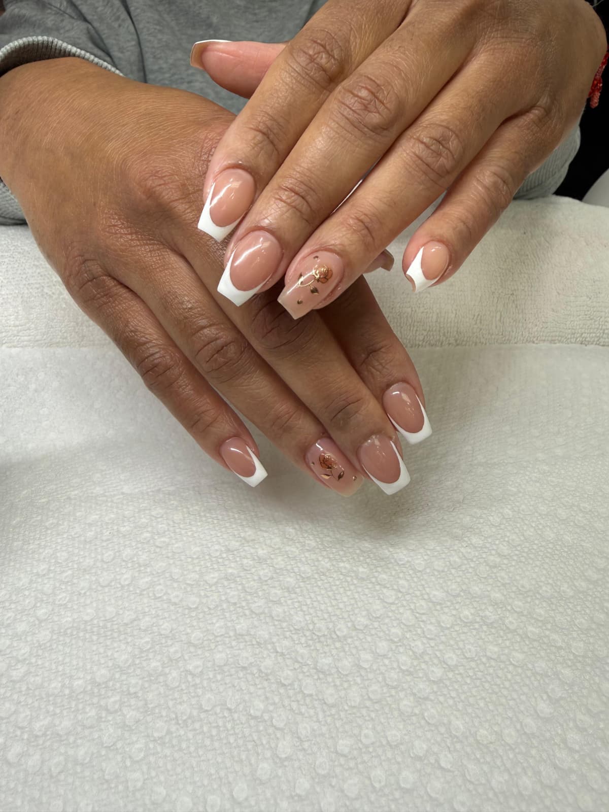 Classic white French tip nails